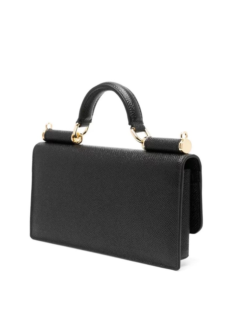 دي آند جي Dolce & Gabbana Dauphine ميني توت حقيبة | D & G علامة مخطوطة حقيبة يد من جلد العجل مع حزام سلاسل قابل للإزالة ، حفلات مسائية رائعة سلاسل فتاة - Image 4